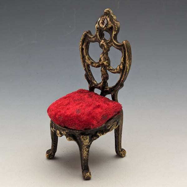 1920 年代黃銅椅懷錶架亮紅色座椅