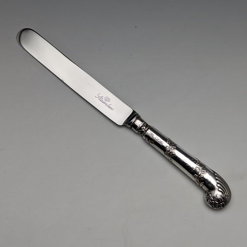 1905年 英国アンティーク 純銀ハンドル ティーナイフ5本セット John Biggin ケース入り