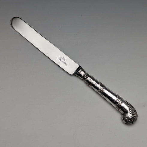 1905 British Antique Sterling Silver Handle Set of 5 Tea Knives by John Biggin in Case