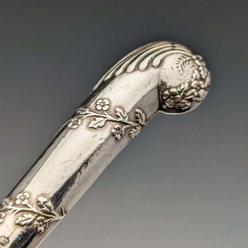 1905 British Antique Sterling Silver Handle Set of 5 Tea Knives by John Biggin in Case