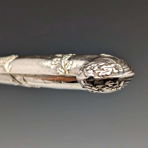 1905 British Antique Sterling Silver Handle Set of 5 Tea Knives by John Biggin in Case