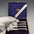 1905 British Antique Sterling Silver Handle Set of 5 Tea Knives by John Biggin in Case