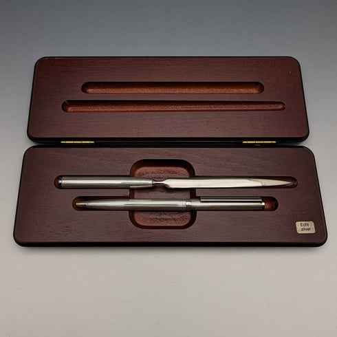 復古純銀開信刀和原子筆套裝木盒裝