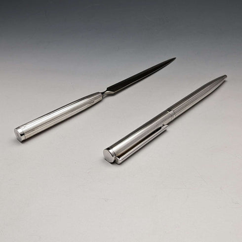 ヴィンテージ 純銀製レターオープナー&ボールペンセット 木製ケース入り