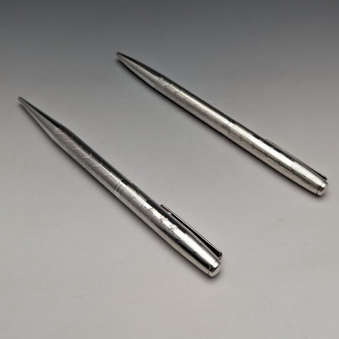 約 1970 年英國復古 Yard O' 紅色純銀自動鉛筆和原子筆