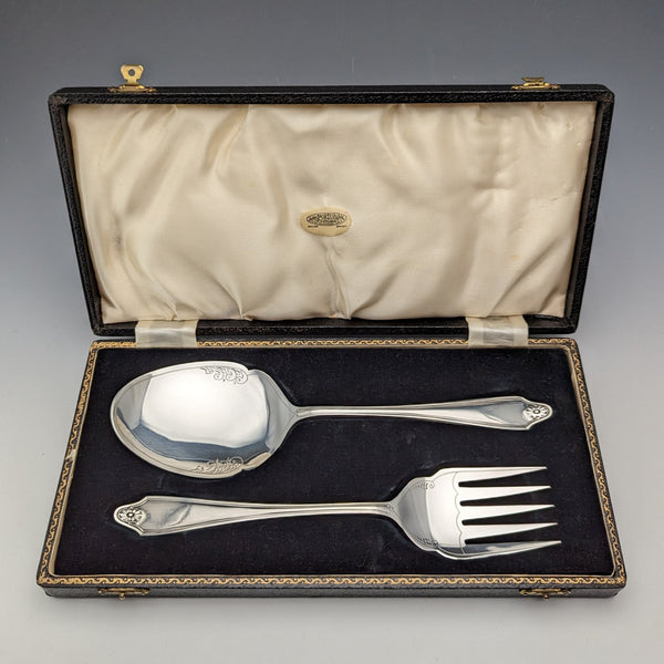 Circa 1915 British Antique Silver Plated Serving Cutlery Pair George Cutts & Sons