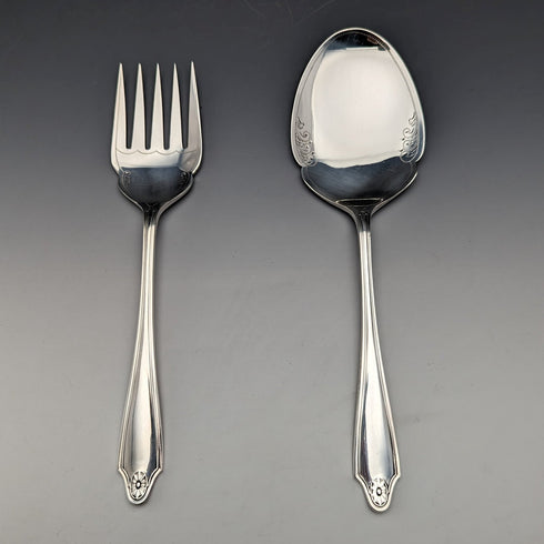 Circa 1915 British Antique Silver Plated Serving Cutlery Pair George Cutts & Sons