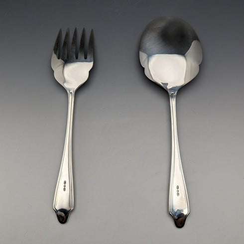 Circa 1915 British Antique Silver Plated Serving Cutlery Pair George Cutts & Sons