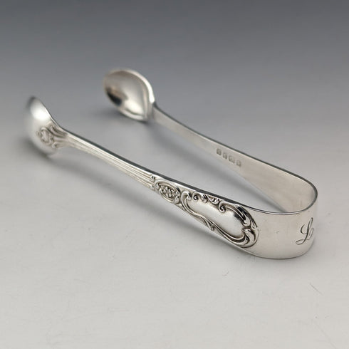 1905年 英国アンティーク シルバープレート製ティースプーン12本&シュガートングセット ケース入り