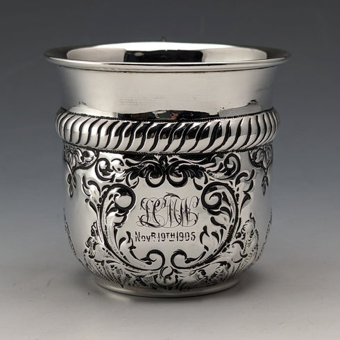 1902年 英国アンティーク 純銀製マグカップ 70g Levesley Brothers