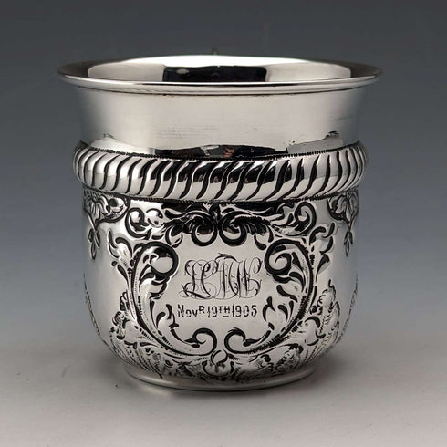 1902 British Antique Sterling Silver Mug 70g Levesley Brothers