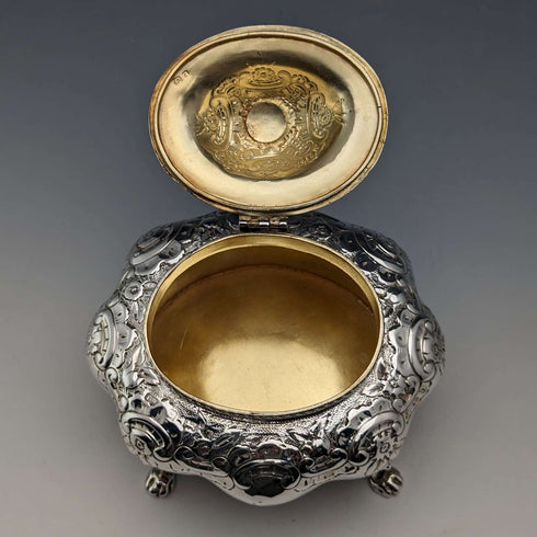 1903 British Antique Sterling Silver Tea Caddy 196g Thomas White