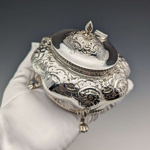1903 British Antique Sterling Silver Tea Caddy 196g Thomas White
