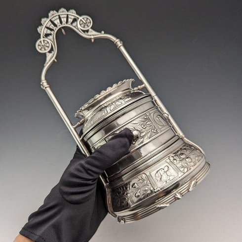 19 世紀末美國古董鍍銀懷錶架與珠寶盒 Reed & Barton