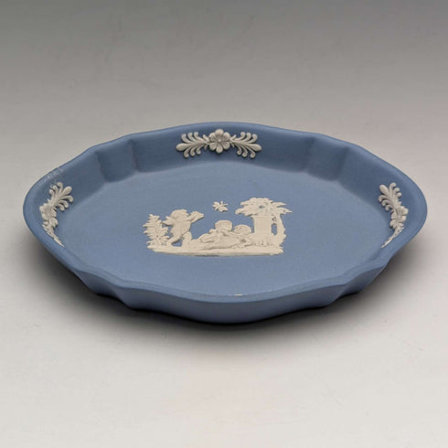英國復古韋奇伍德碧玉橢圓形盤子淡藍色