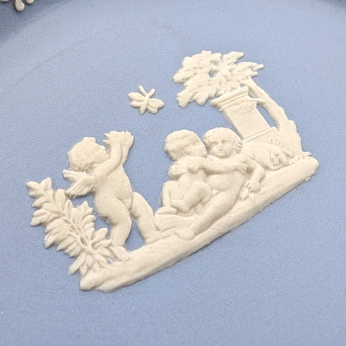 英国ヴィンテージ ウェッジウッド ジャスパーウェア製 オーバルディッシュ ペールブルー