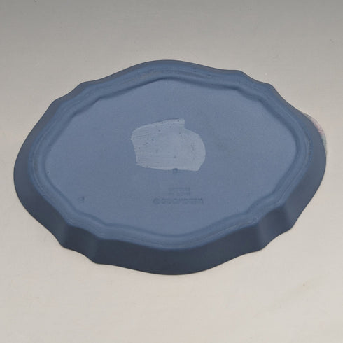 英国ヴィンテージ ウェッジウッド ジャスパーウェア製 オーバルディッシュ ペールブルー