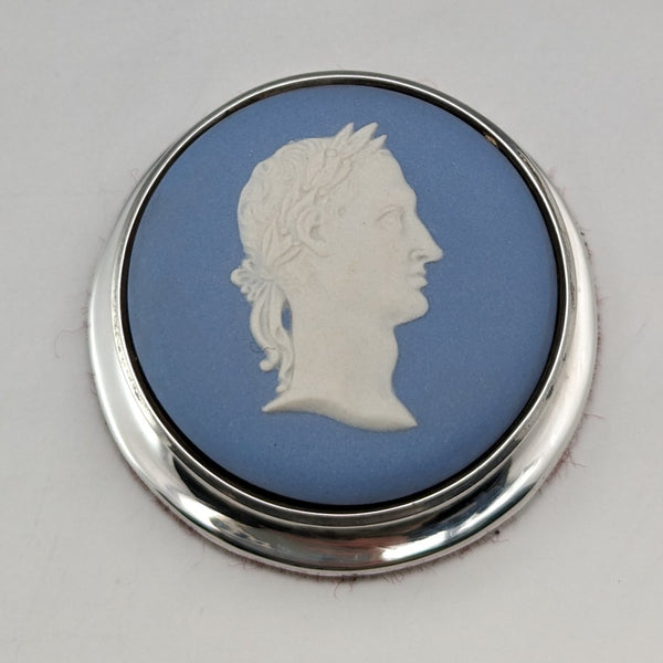 1921年 英国アンティーク ウェッジウッド ジャスパーウェア製 ペーパーウェイト 純銀装飾