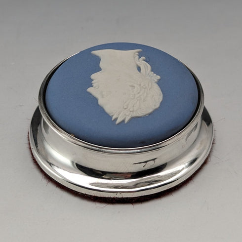 1921年 英国アンティーク ウェッジウッド ジャスパーウェア製 ペーパーウェイト 純銀装飾