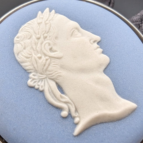 1921年 英国アンティーク ウェッジウッド ジャスパーウェア製 ペーパーウェイト 純銀装飾