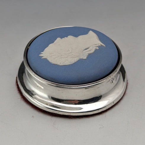 1921年 英国アンティーク ウェッジウッド ジャスパーウェア製 ペーパーウェイト 純銀装飾