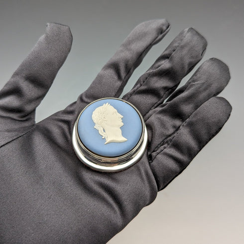 1921年 英国アンティーク ウェッジウッド ジャスパーウェア製 ペーパーウェイト 純銀装飾