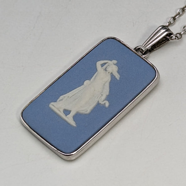 1973 年英國復古韋奇伍德純銀和碧玉吊墜項鍊