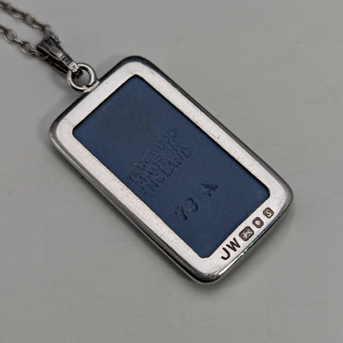 1973 年英國復古韋奇伍德純銀和碧玉吊墜項鍊