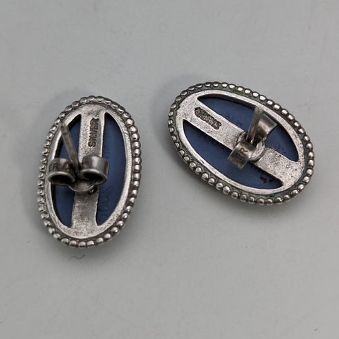 British Vintage Wedgwood Silver & Jasperware Earrings
