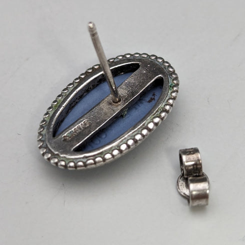 British Vintage Wedgwood Silver & Jasperware Earrings