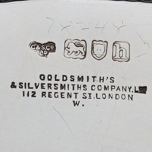 1903 British Antique Sterling Silver Salva Tray Diameter 32cm 824g GOLDSMITHS & SILVERSMITHS