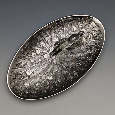 英國復古鍍銀馬裝飾橢圓形盤 Seba