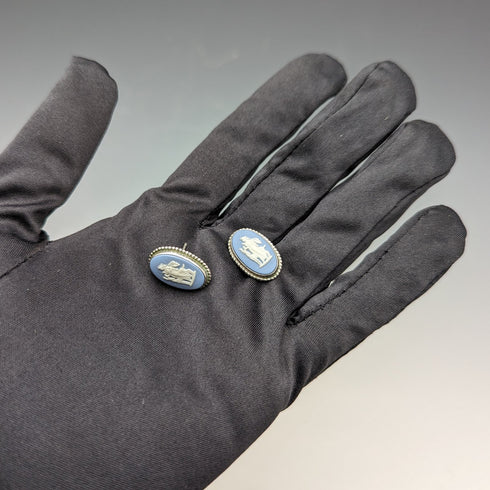 British Vintage Wedgwood Silver & Jasperware Earrings