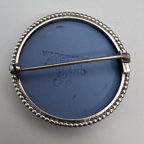 1958 British Vintage Wedgwood Sterling Silver & Jasperware Round Brooch