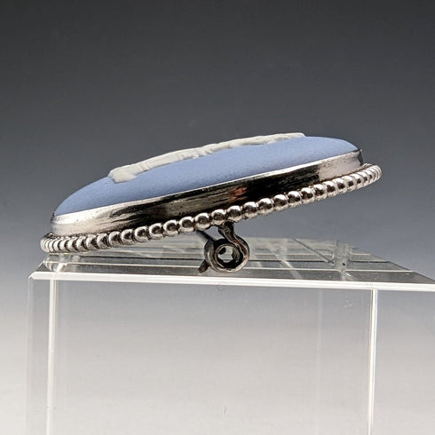1958 British Vintage Wedgwood Sterling Silver & Jasperware Round Brooch