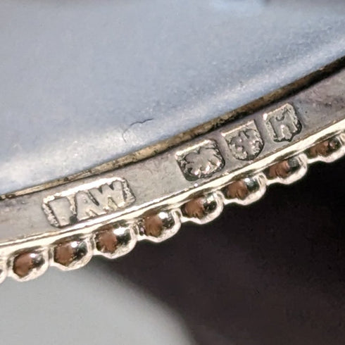 1958 British Vintage Wedgwood Sterling Silver & Jasperware Oval Brooch