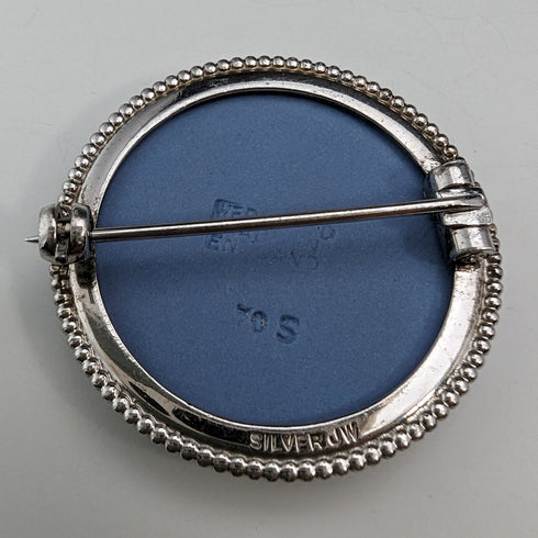 英国ヴィンテージ ウェッジウッド 純銀&ジャスパーウェア 丸型ブローチ