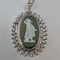 1978 British Vintage Wedgwood Sterling Silver & Green Jasper Pendant Necklace