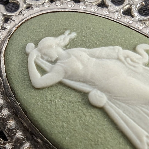 1978年 英国ヴィンテージ ウェッジウッド 純銀&グリーンジャスパー ペンダント ネックレス