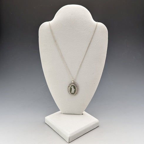 1978年 英国ヴィンテージ ウェッジウッド 純銀&グリーンジャスパー ペンダント ネックレス