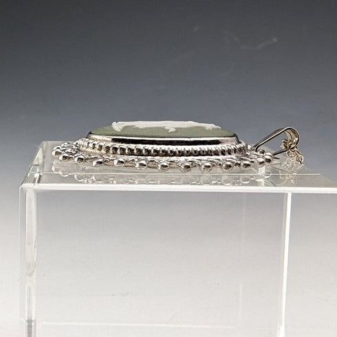 1978年 英国ヴィンテージ ウェッジウッド 純銀&グリーンジャスパー ペンダント ネックレス