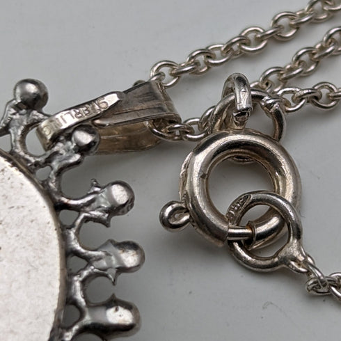 1978年 英国ヴィンテージ ウェッジウッド 純銀&グリーンジャスパー ペンダント ネックレス