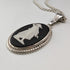 British Vintage Wedgwood Sterling Silver & Black Jasper Pendant Necklace