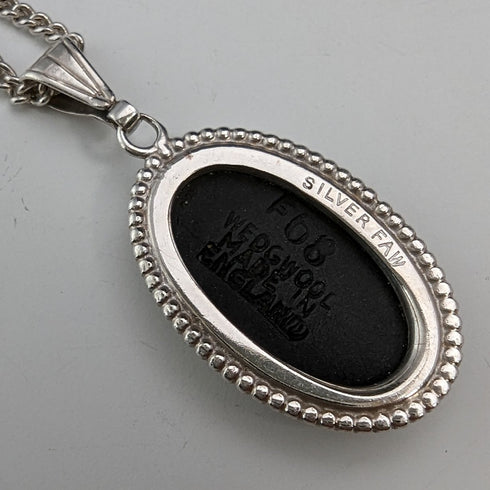 British Vintage Wedgwood Sterling Silver & Black Jasper Pendant Necklace