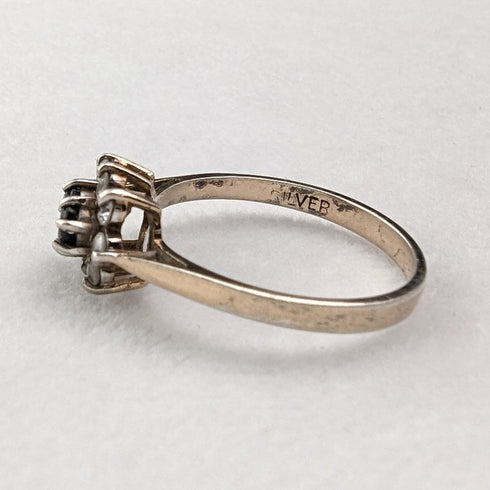 英國復古珠寶黑色托帕石純銀鍍金戒指(12 號)戒指