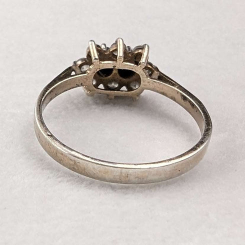 British vintage jewelry black topaz sterling silver gilt ring (size 12)