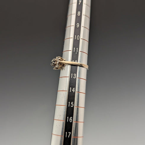 英國復古珠寶黑色托帕石純銀鍍金戒指(12 號)戒指