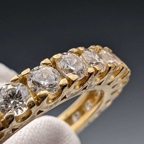 British Vintage Jewelry Sterling Silver Gilt Eternity Ring Ring