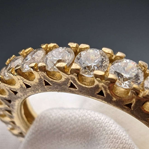 British Vintage Jewelry Sterling Silver Gilt Eternity Ring Ring