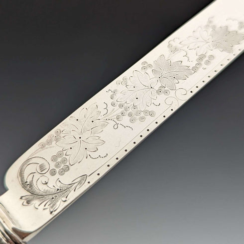 1880 年英國古董雕刻白色珍珠手柄甜點餐具 3 副套裝斯托克斯和愛爾蘭